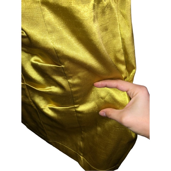 Junior’s Trixxi Strapless Pleated Stretch Empire Waist Chartreuse Dress - 5 - Picture 4 of 13